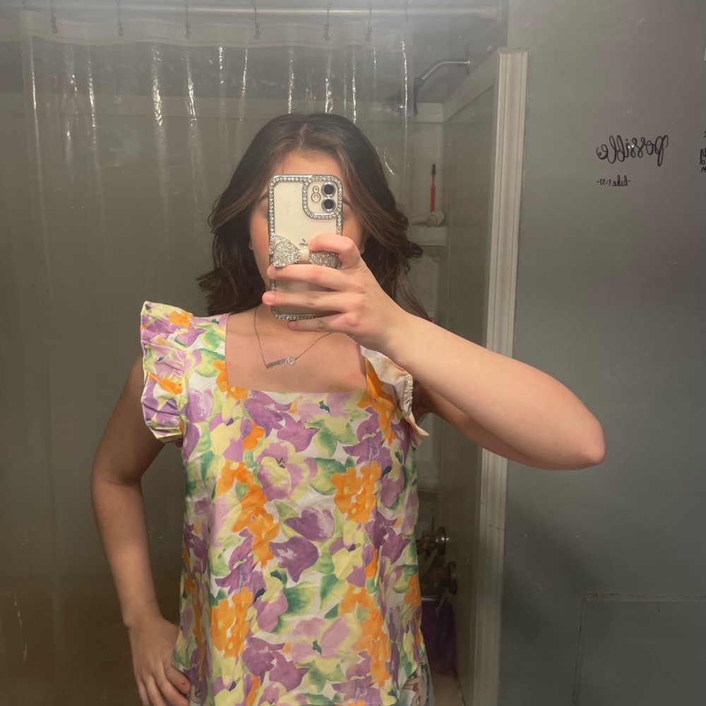 SHEIN Multicolor Floral Ruffle Blouse